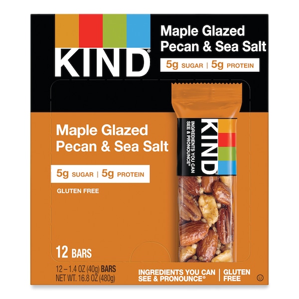 Kind Nuts and Spices Bar, Maple Glazed Pecan and Sea Salt, 1.4 oz Bar, PK12 - 17930