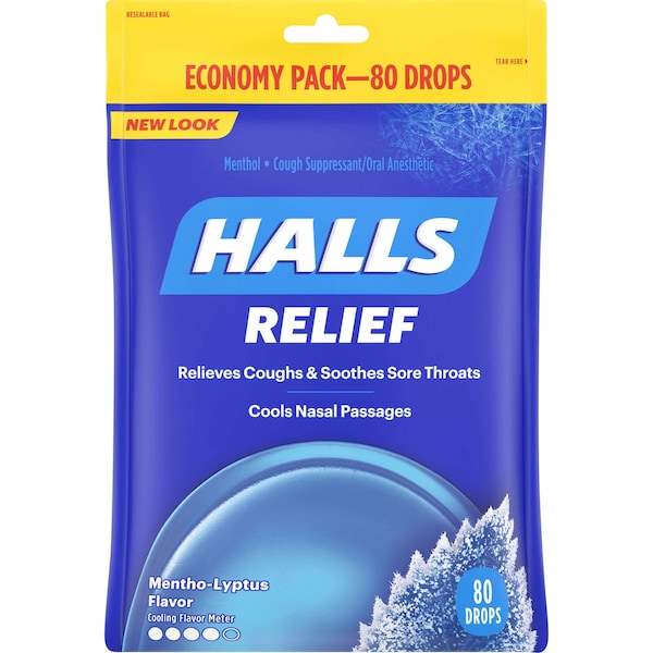 Halls Halls Regular Menthol Lyptus Cough Drops 80 Count, PK12 - 63786