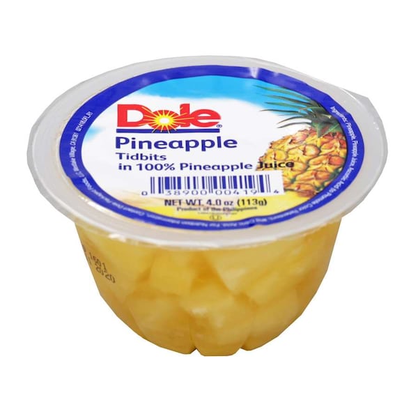 Dole Dole Pineapple Tidbits In Juice 4 oz. Tub, PK36 - 00419