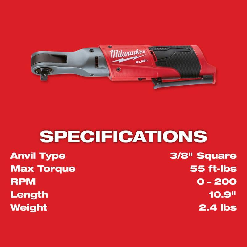 Milwaukee M12 FUEL 12-Volt Lithium-Ion Brushless 3/8 in. Llave de trinquete inalámbrica con kit de arranque de 4.0 Ah - 48-59-2440-2557-20