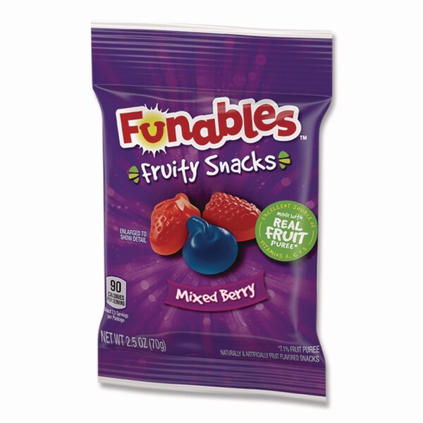 Ferrara Funables Fruity Snacks, Mixed Berry, 2.5 oz Bag, 48PK - FER05475