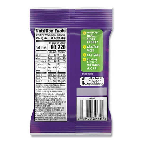 Ferrara Funables Fruity Snacks, Mixed Berry, 2.5 oz Bag, 48PK - FER05475