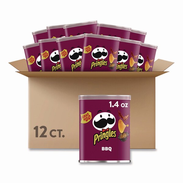 Pringles Grab and Go BBQ Crisps, 1.4 oz Can, 12PK - KEE18372