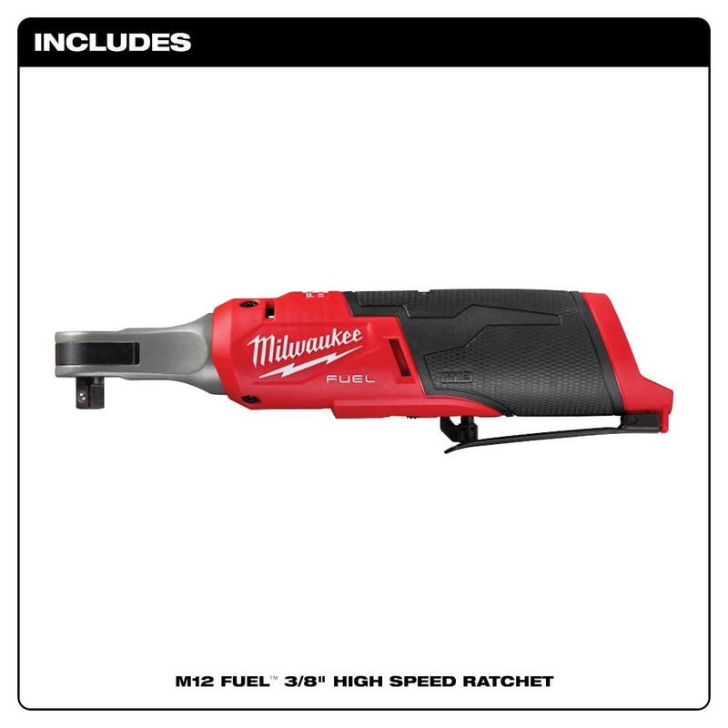 Llave de trinquete Milwaukee M12 FUEL 12V Litionio-Ion 3/8 pulgadas sin escobillas con trinquete inalámbrico de alta velocidad M12 3/8 pulgadas de alcance extendido - 2567-20-2569-20.
