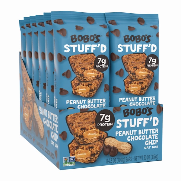 Bobos Stuff'D Peanut Butter and Chocolate Chip Oat Bar, 2.5 oz Bar, 12PK - BBO00104