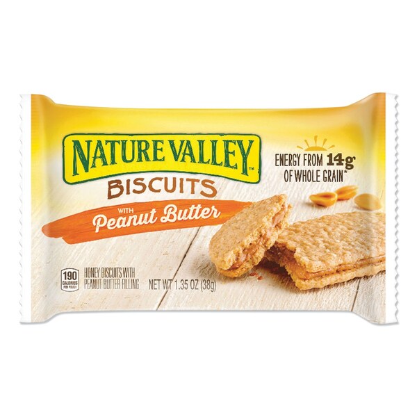 Nature Valley Biscuits, Honey with Peanut Butter, 1.35 oz Pouch, 16PK - GEM47878