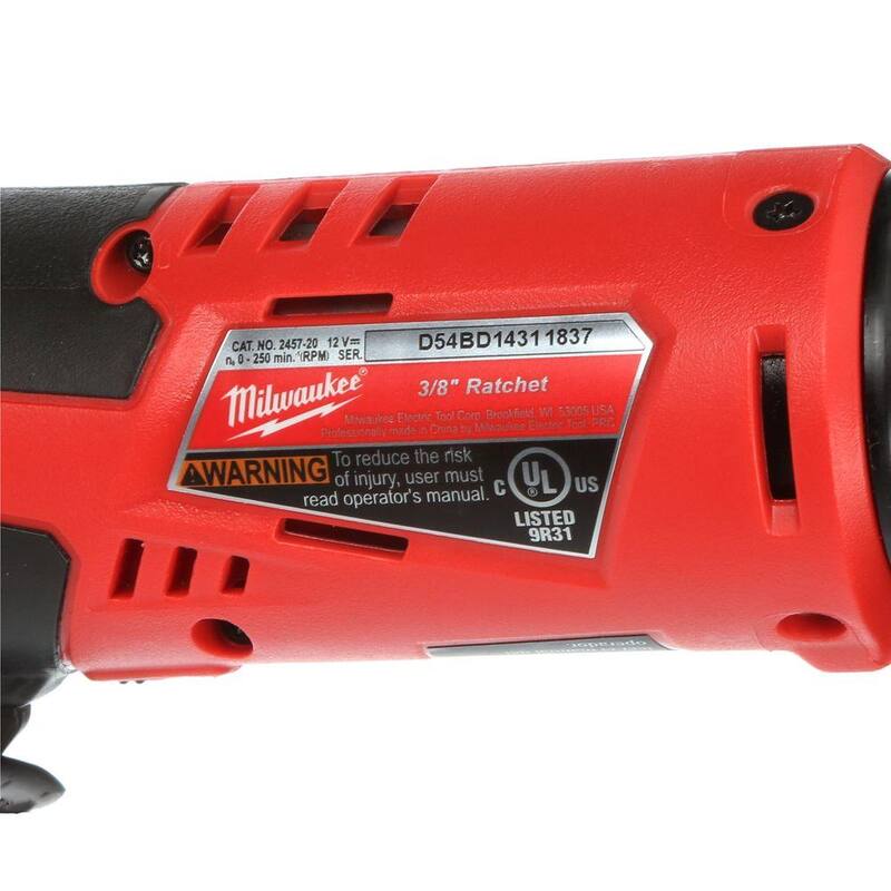 Llave de trinquete inalámbrica de 3/8 pulgadas Milwaukee M12 de 12V de iones de litio con batería M12 de 2.0Ah - 2457-20-48-11-2420