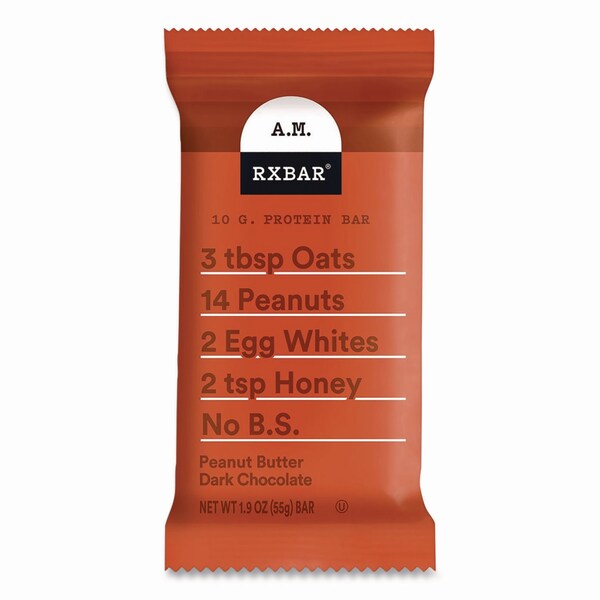 A.M. Rxbar Gluten-Free Peanut Butter Dark Chocolate Protein Bar, 1.9 oz Bar, 12PK - KEE00718