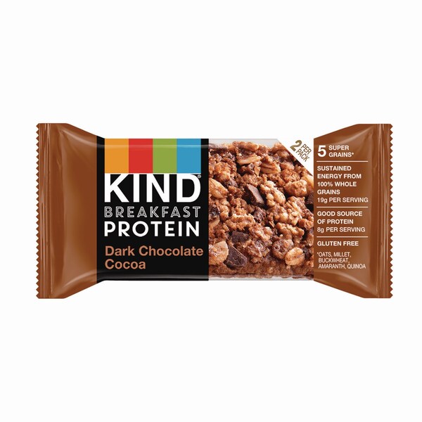Kind Breakfast Protein Bars, Dark Chocolate Cocoa, 1.76 oz Two-Bar Packs, 6PK - PHW41936