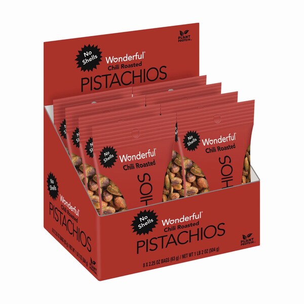 Wonderful No Shells, Chili Roasted Pistachios, 2.25 oz Packet, 24PK - PAR91087