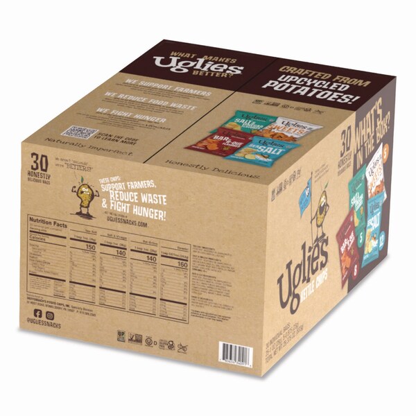 Uglies Kettle Potato Chips, Assorted, 0.88 oz/1 oz Bags, 30PK - DFN34091
