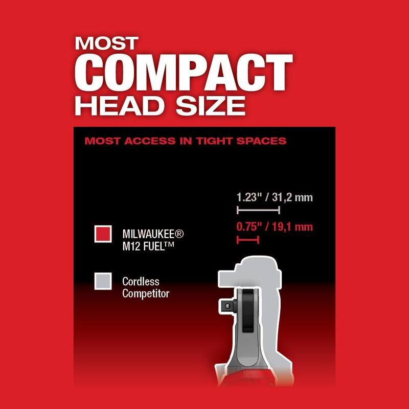 Milwaukee M12 FUEL 12V Lithium-Ion Brushless Cordless High Speed 3/8 in. Ratchet Kit con una Batería, Cargador y Bolsa - 2567-21H