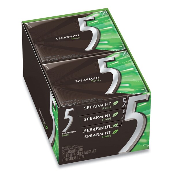 Wrigleys Five Gum, Spearmint Rain, 15 Sticks, 10PK - WMW51404