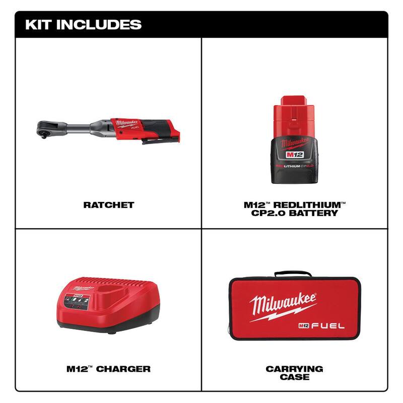 Juego de trinquete extensible inalámbrico sin escobillas de iones de litio Milwaukee M12 FUEL 12V de 3/8 pulg. con batería M12 2.0Ah - 2560-21-48-11-2420