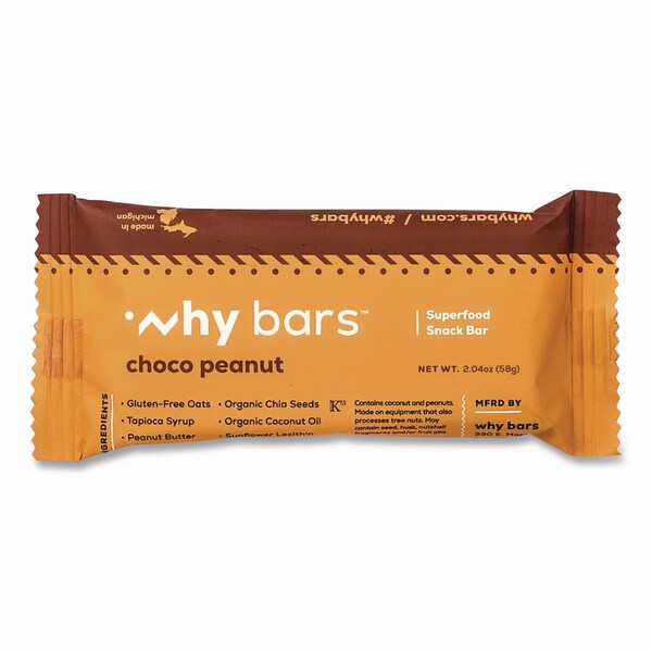 Why Bars Superfood Snack Bar, Choco Peanut, 2.04 oz Bar, 12PK - WHY16204
