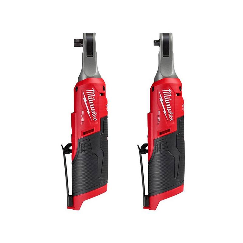Milwaukee M12 FUEL 12V Llave de trinquete inalámbrica sin escobillas de litio de alta velocidad de 3/8 de pulgada con llave de trinquete de alta velocidad sin escobillas de 1/4 de pulgada - 2567-20-2566-20