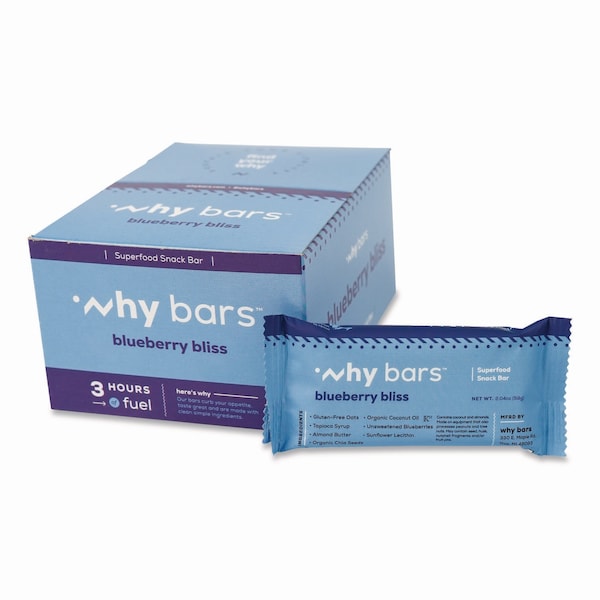Why Bars Superfood Snack Bar, Blueberry Bliss, 2.04 oz Bar, 12PK - WHY16209