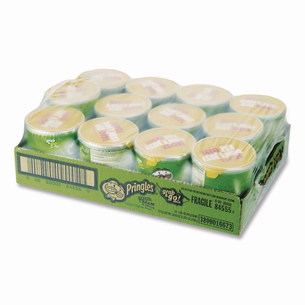 Pringles Grab and Go sour Cream and Onion Crisps, 1.4 oz Cans, 12PK - KEE16673