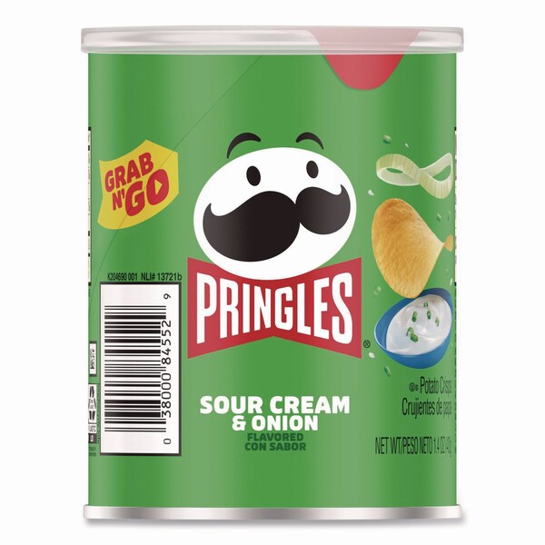 Pringles Grab and Go sour Cream and Onion Crisps, 1.4 oz Cans, 12PK - KEE16673