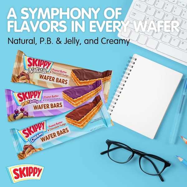 Skippy P.B. and Jelly Peanut Butter And Grape Jelly Coated Wafer Bars, 1.3 oz, 6 Ct, 36g/Bar - SKIPPYPBJEL6