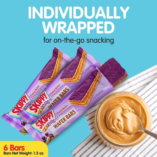 Skippy P.B. and Jelly Peanut Butter And Grape Jelly Coated Wafer Bars, 1.3 oz, 6 Ct, 36g/Bar - SKIPPYPBJEL6
