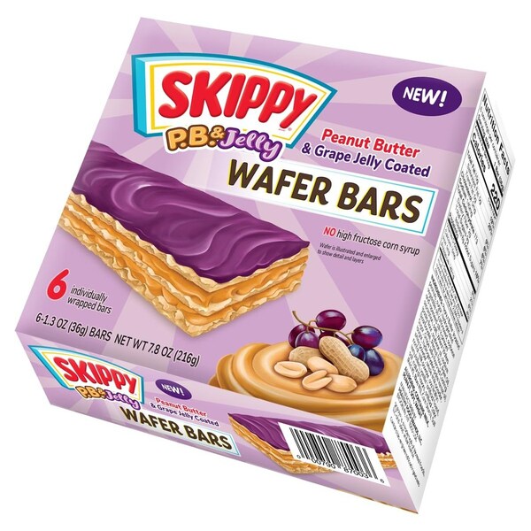 Skippy P.B. and Jelly Peanut Butter And Grape Jelly Coated Wafer Bars, 1.3 oz, 6 Ct, 36g/Bar - SKIPPYPBJEL6