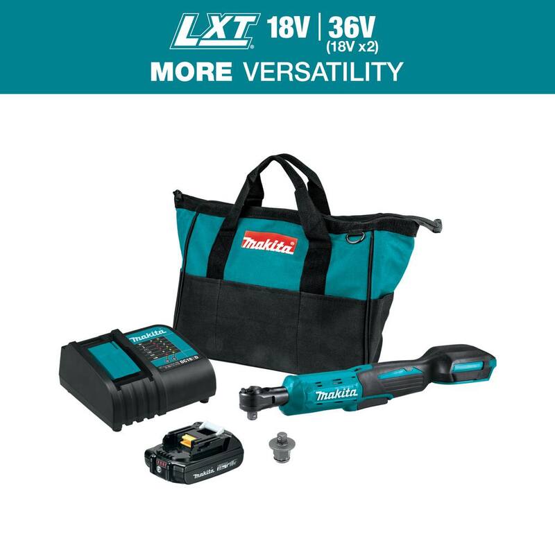 Kit de trinquete cuadrado inalámbrico de unidad cuadrada Makita 3/8 in./1/4 in. 18V LXT de iones de litio - XRW01SR1