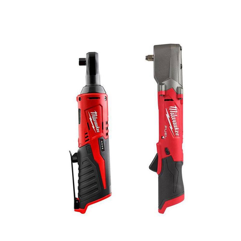 Llave de trinquete inalámbrica de 3/8 pulgadas y llave de impacto angular de 3/8 pulgadas de 12V de ion de litio Milwaukee - 2457-20-2564-20