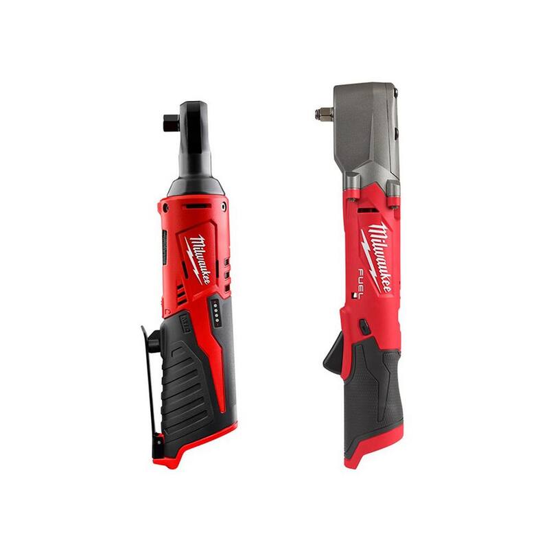 Llave de trinquete inalámbrica de 3/8 pulgadas y llave de impacto angular de 3/8 pulgadas de 12V de ion de litio Milwaukee - 2457-20-2564-20