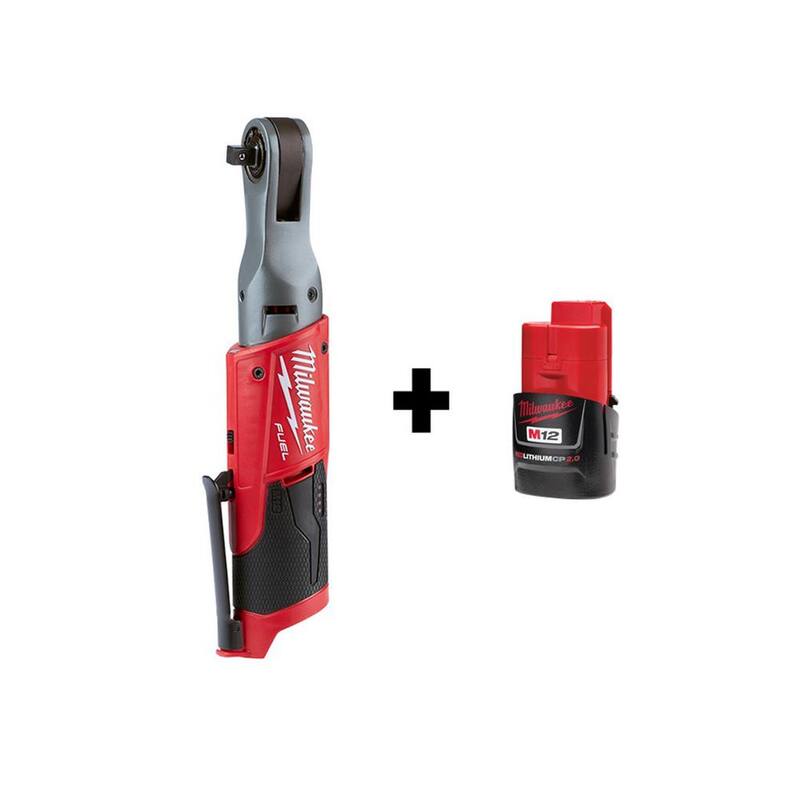 Milwaukee M12 FUEL 12V Llave de trinquete inalámbrica sin escobillas de ion de litio de 3/8 pulg. con batería M12 2.0Ah - 2557-20-48-11-2420