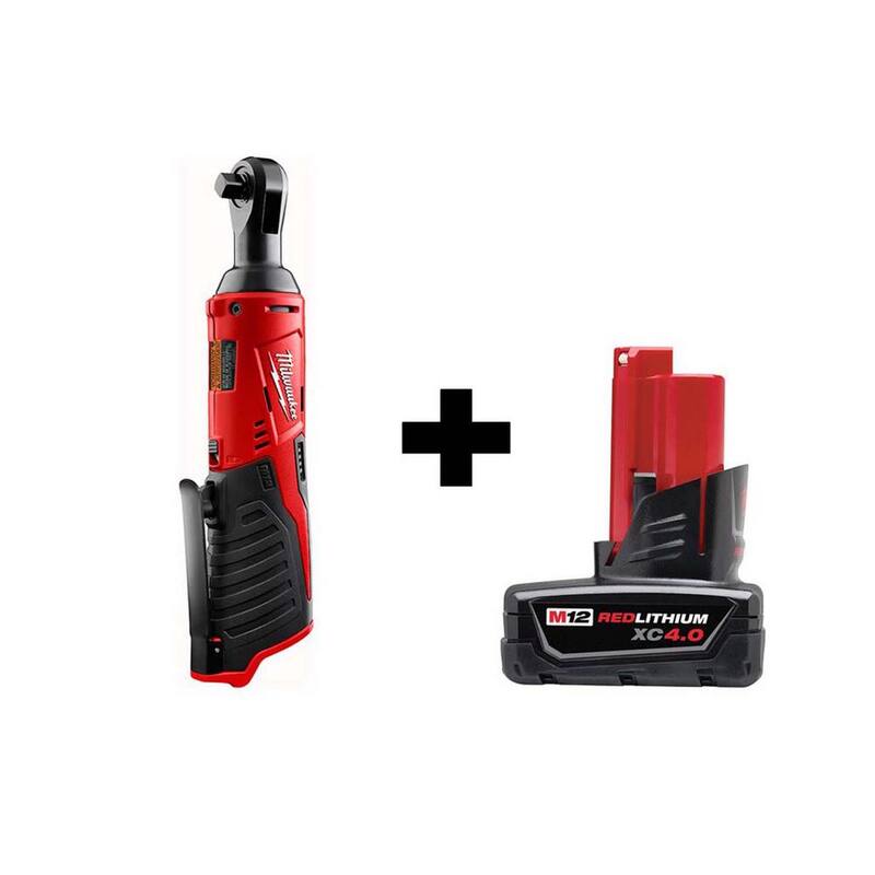 Milwaukee M12 Llave de trinquete inalámbrica de 3/8 pulgadas con batería M12 de 4.0 Ah - 2457-20-48-11-2440