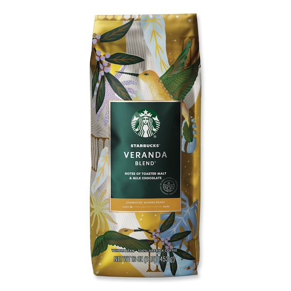 Starbucks Veranda Blend Coffee, Whole Bean, 1 lb Bag, PK6 - SBK12523486CT
