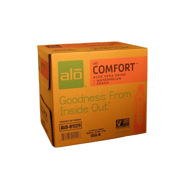 Alo Drink Comfort Aloe Watermelon & Peach 16.9 fl. oz., PK12 - ALO-01129