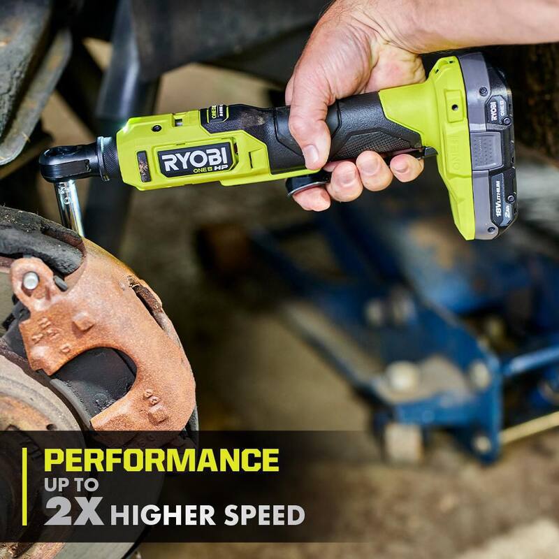 RYOBI ONE+ 18V HP Cepillo Inalámbrico Sin Escobillas 3/8 pulg. Kit de Llave de Trinquete de Alta Velocidad con Batería de 2.0 Ah y Cargador - PSBRC26K1