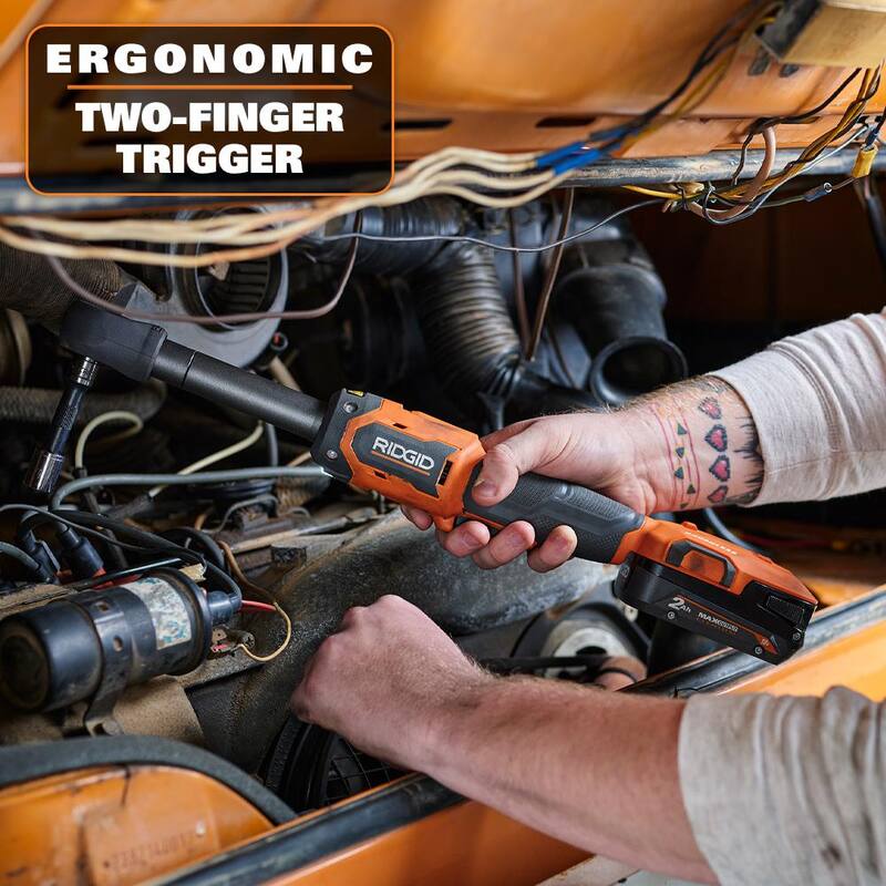 Llave de trinquete extendida inalámbrica sin escobillas de 18V de RIDGID 3/8 pulg. (Herramienta solamente) con protector - R866021B-AC13B03N