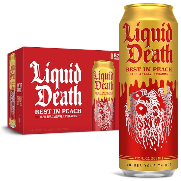 Liquid Death Liquid Death Rest in Peach Peach Tea Tea 19.2 oz 1 pk - 700277