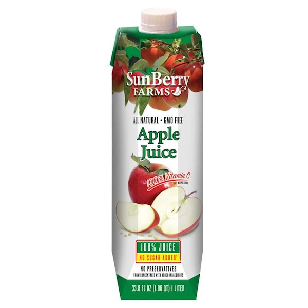 Sunberry Farms Apple Juice 100% 33.8 fl. oz., PK12 - 004013-1