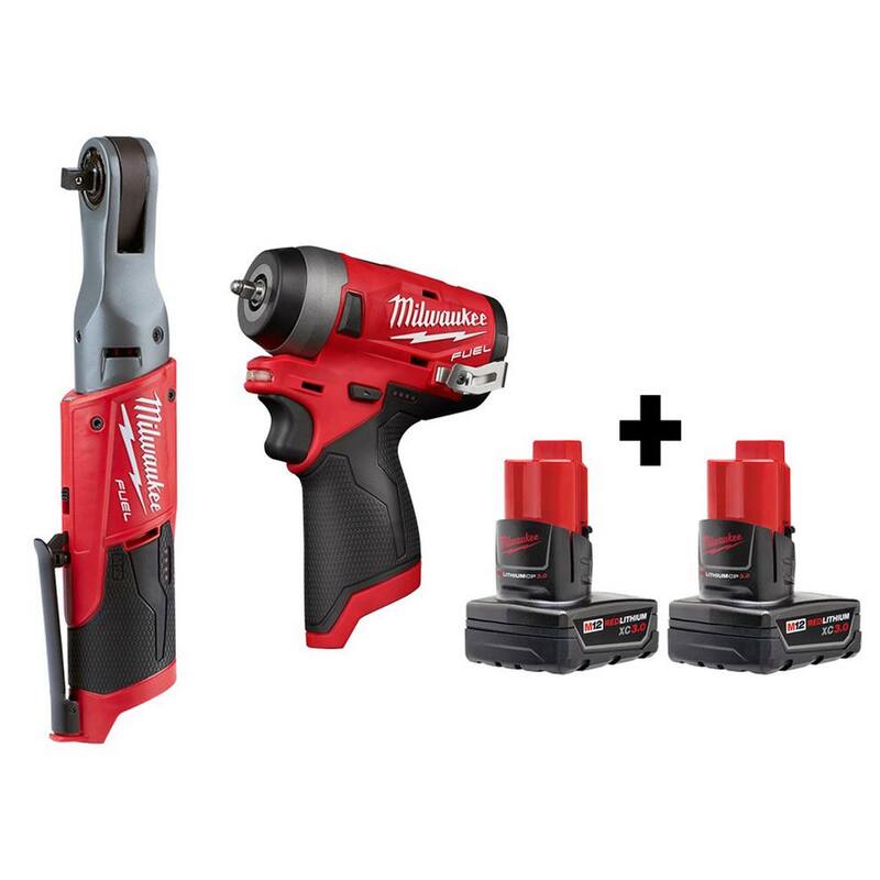 Milwaukee M12 FUEL 12V Lithium-Ion Brushless Cordless 3/8 in. Ratchet and 1/4 in. Impact Wrench with Two 3.0 Ah Batteries - 2557-20-2552-20-48-11-2412

Llave de trinquete y llave de impacto inalámbricas sin escobillas de 12V de Milwaukee M12 FUEL con baterías de 3.0 Ah - 2557-20-2552-20-48-11-2412