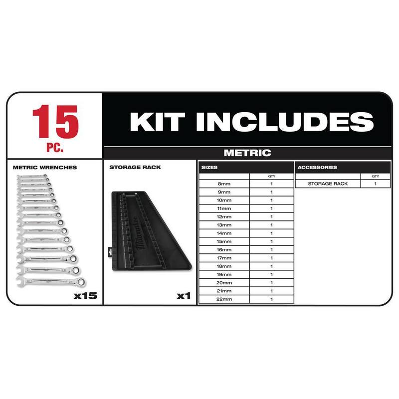 Kit de trinquete extendido inalámbrico Milwaukee M12 FUEL 12V de iones de litio sin escobillas de 3/8 pulg. con juego de llaves de trinquete métricas - 2560-21-48-22-9516