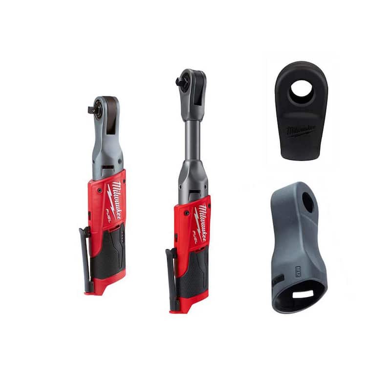 Milwaukee M12 FUEL 12V Lithium-Ion Brushless Ratchet y Ratchet con Alcance Extendido 3/8 pulg. Inalámbrico (Herramienta solamente) con Botas Protectoras - 2557-20-2560-20-49-16-2557-49-16-2560