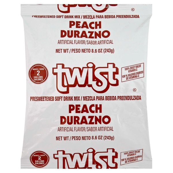 Kraft Kraft Twist Peach Soft Drink Mix 8.6 oz. Bag, PK12 - 10043000854737