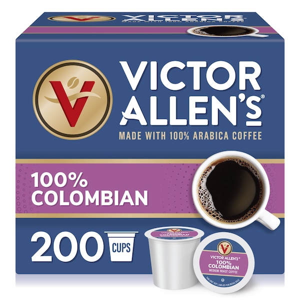 Victor Allen Victor Allen's Coffee 100% Colombian, Medium Roast, 200 Count, Single Serve Coffee Pods for Keurig K-Cup Brewers - FG014638RV