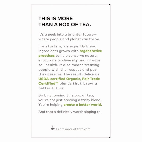 Tazo Tea Bags, Organic Green Ginger, 96PK - 10794522003560