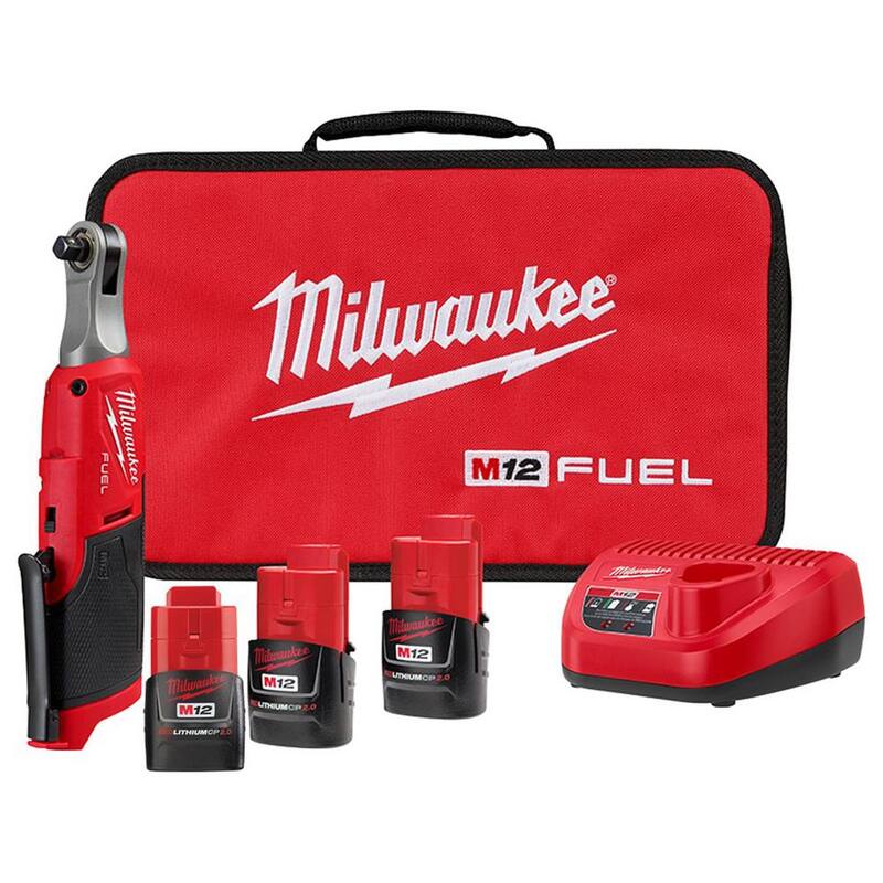 Llave de trinquete inalámbrica sin escobillas de iones de litio de 12V de alta velocidad Milwaukee M12 FUEL de 3/8 pulgadas con batería M12 2.0Ah - 2567-22-48-11-2420