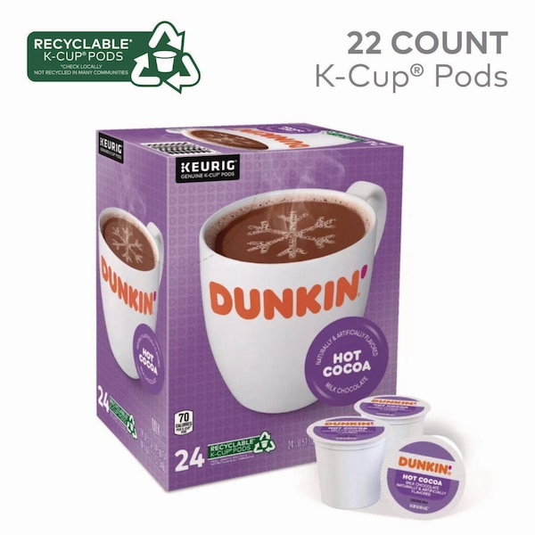 Dunkin Milk Chocolate Hot Cocoa K-Cup Pods, PK22 PK - 881334012613