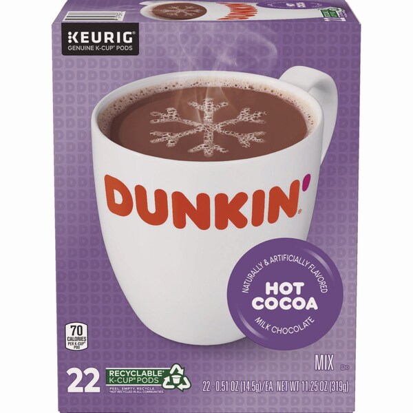 Dunkin Milk Chocolate Hot Cocoa K-Cup Pods, PK22 PK - 881334012613