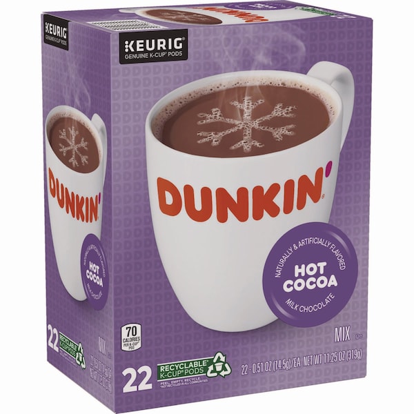 Dunkin Milk Chocolate Hot Cocoa K-Cup Pods, PK22 PK - 881334012613