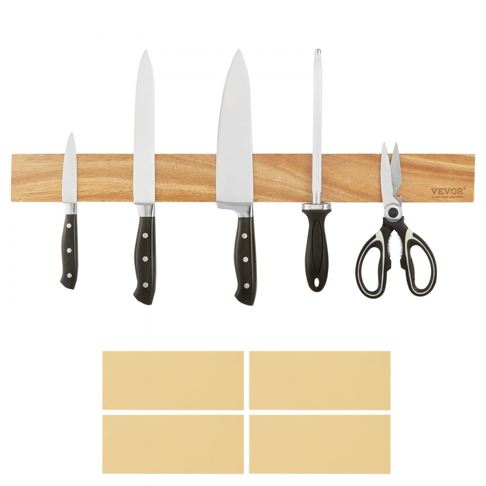 VEVOR Magnetic Knife Holder with Enhanced Strong Magnet, 24" No Drilling Knife Strips Organizer for Wall, Multifunctional Storage Acacia Wood Knives Rack, Knife Bar for Kitchen Knives, Utensils, Tools - BGCXDJJ24YC0MMFGLV0