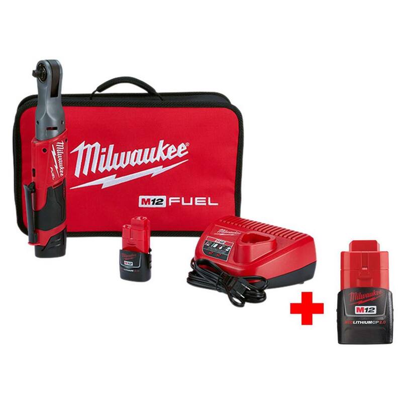 Milwaukee M12 FUEL 12V Lithium-Ion Brushless Cordless 3/8 in. Ratchet Kit Con Batería M12 2.0Ah - 2557-22-48-11-2420