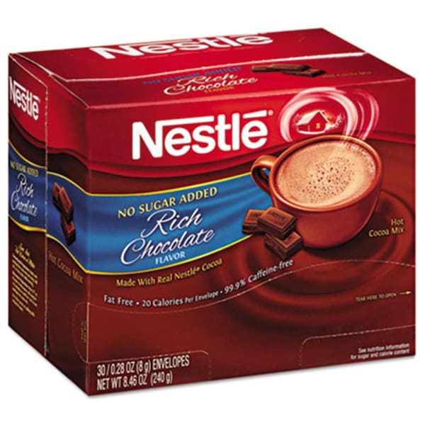 Burenda Blenders NES No-Sugar-Added Hot Cocoa Mix Envelopes- Rich Chocolate- 0.28 oz. Packet - BU3493005